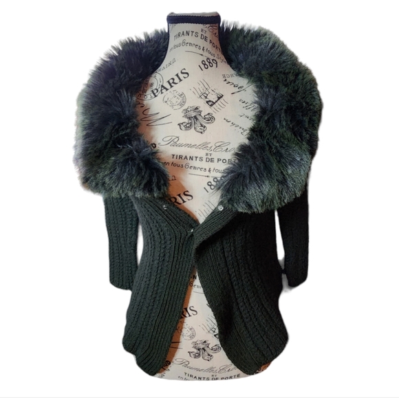 Armani Exchange Sweaters - Armani Exchange Faux Fur Snap Sweater Size Small